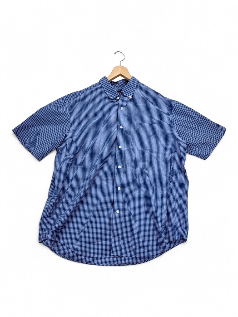 TravelSmart‎ Men's XL Short Sleeve Button-Down Blue Gingham Shirt